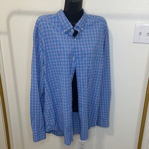 Vineyard Vines XL Blue and Pink Plaid Men's performance classic fit Tucker shirt